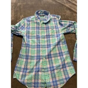 Vineyard Vines Slim Fit Tucker Shirt‎ Mens XS Blue Green Plaid Long Sleeve